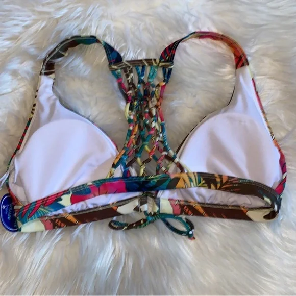 New! Swimsuit For All Tropical Hibiscus Print Two Piece - Picture 5 of 11